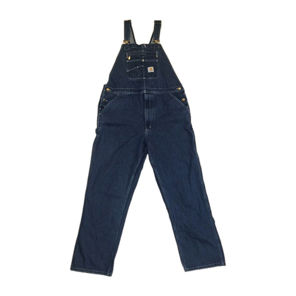 Carhartt Mens Loose Fit Denim Bib Overalls Dark Wash 38 x 32 OR4672-M Farmer